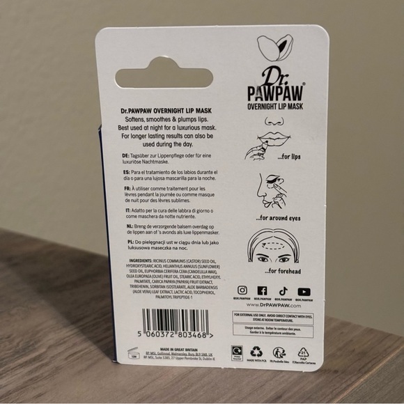 Dr. Pawpaw Overnight Multipurpose Lip Mask Softening Smoothing Plumping NEW - Picture 2 of 3